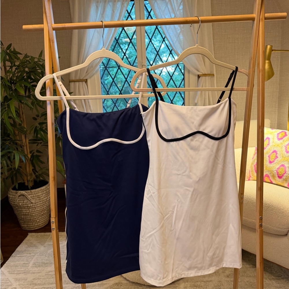 Women’s White Tennis Slip Dress with Black Trim